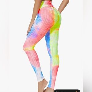 Colorful Tie-Dye Leggings with Scrunch detail